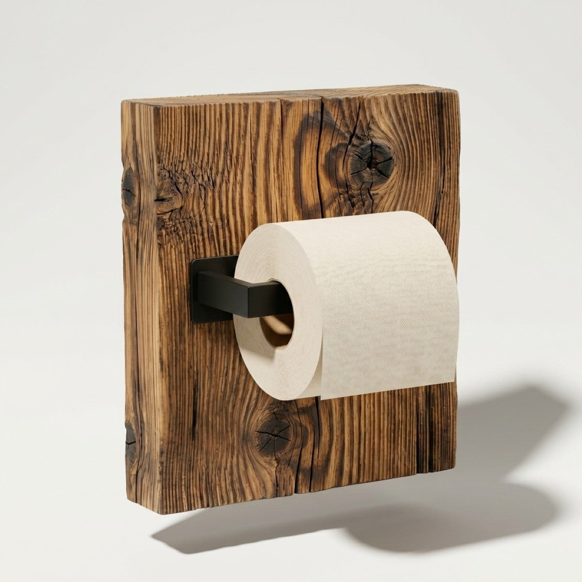 Uchwyt na papier toaletowy z drewna rozbiorkowego, zdjecie na bialym tle